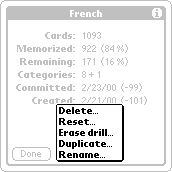 Database action list