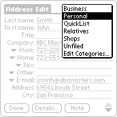 Address Book categories