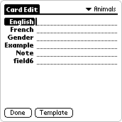 Card Edit screen