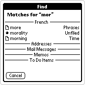 Search results display