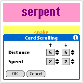 Card Scrolling options