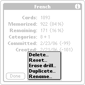 Database action list