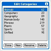Database categories editor