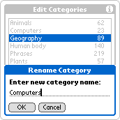 Select a category and tap the Rename button