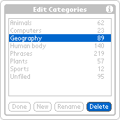 Select a category and tap the Delete button