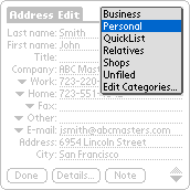 Address Book categories