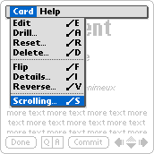 Select Card / Scrolling
