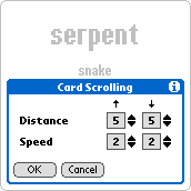 Card Scrolling options